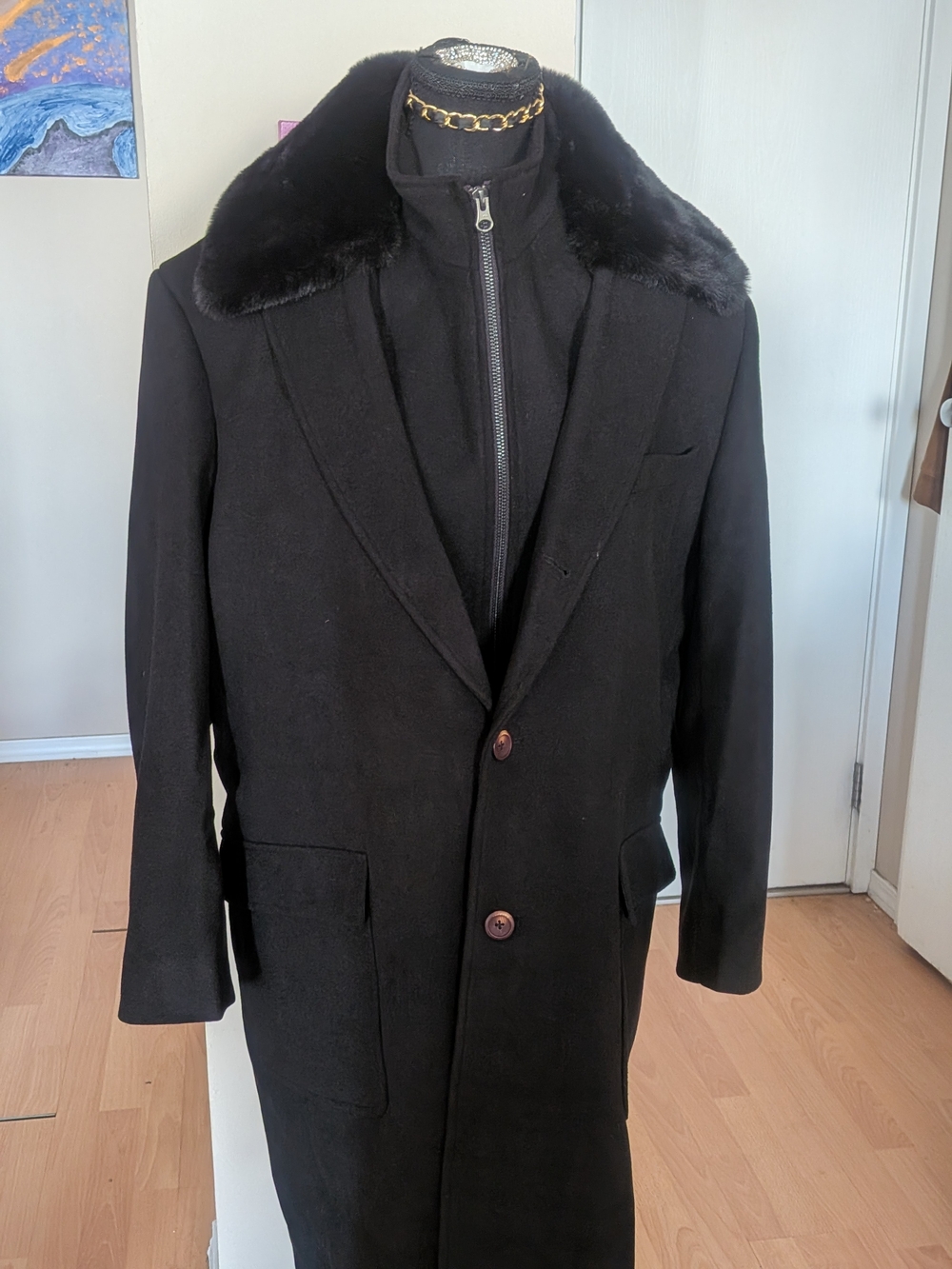 Maceoo KingFur Black Wool Trench Size 2xl/6 Retail 798.88 USD